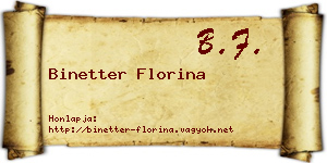 Binetter Florina névjegykártya